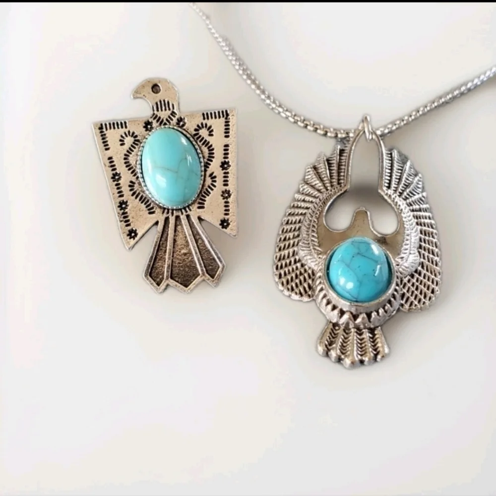 Eagle Turquoise Necklace Stainless Steel Western Style